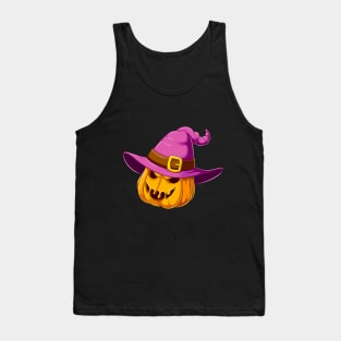 Halloween pumpkin with witch hat Tank Top